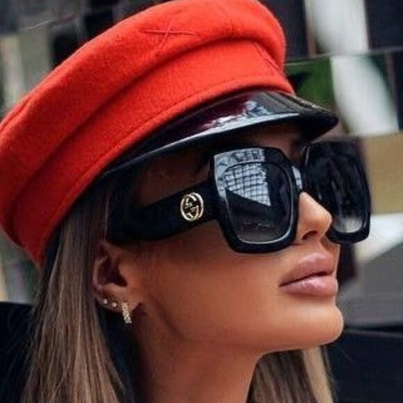 NWT Gucci Square GG0053SN 001 Black/Gold Sunglasses - Picture 11 of 14